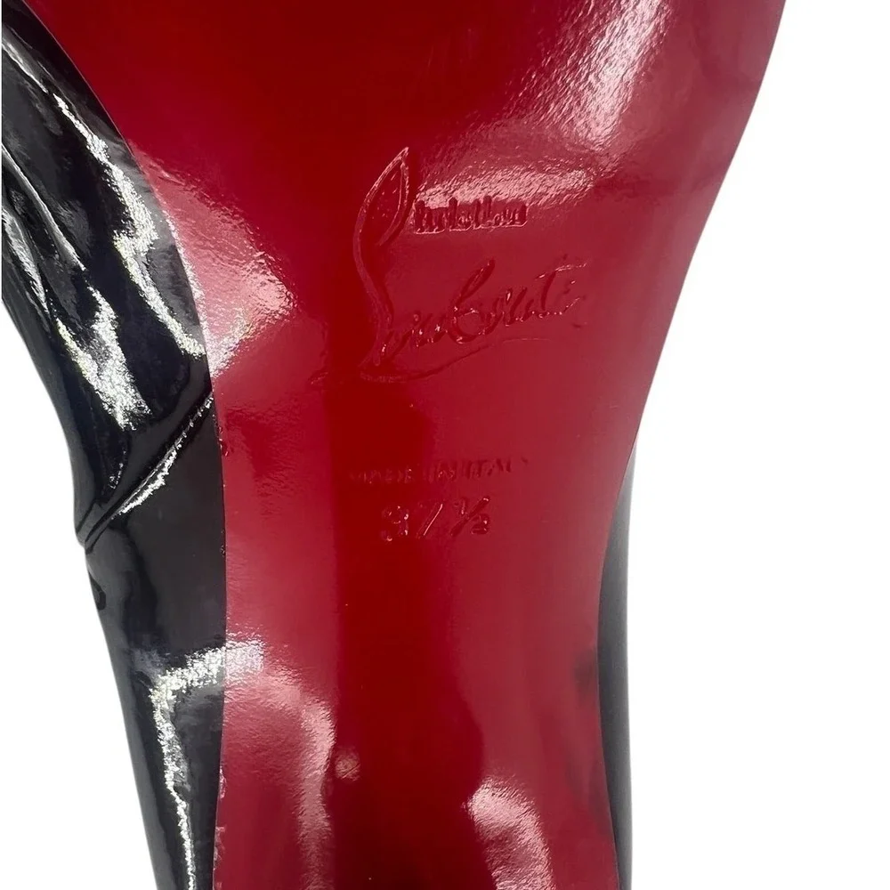 Christian Louboutin Limited Edition Black Lipstrass Patent Thigh Boots Size 37.5